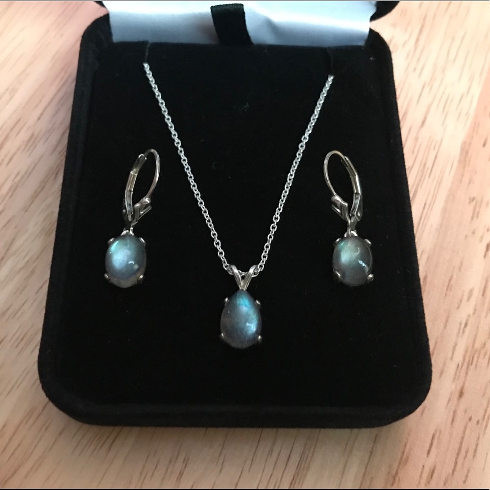 Labradorite Pendant and Earrings